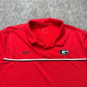 Georgia Bulldogs Nike Polo Shirt Men L Red Striped Performance 44" x 26"